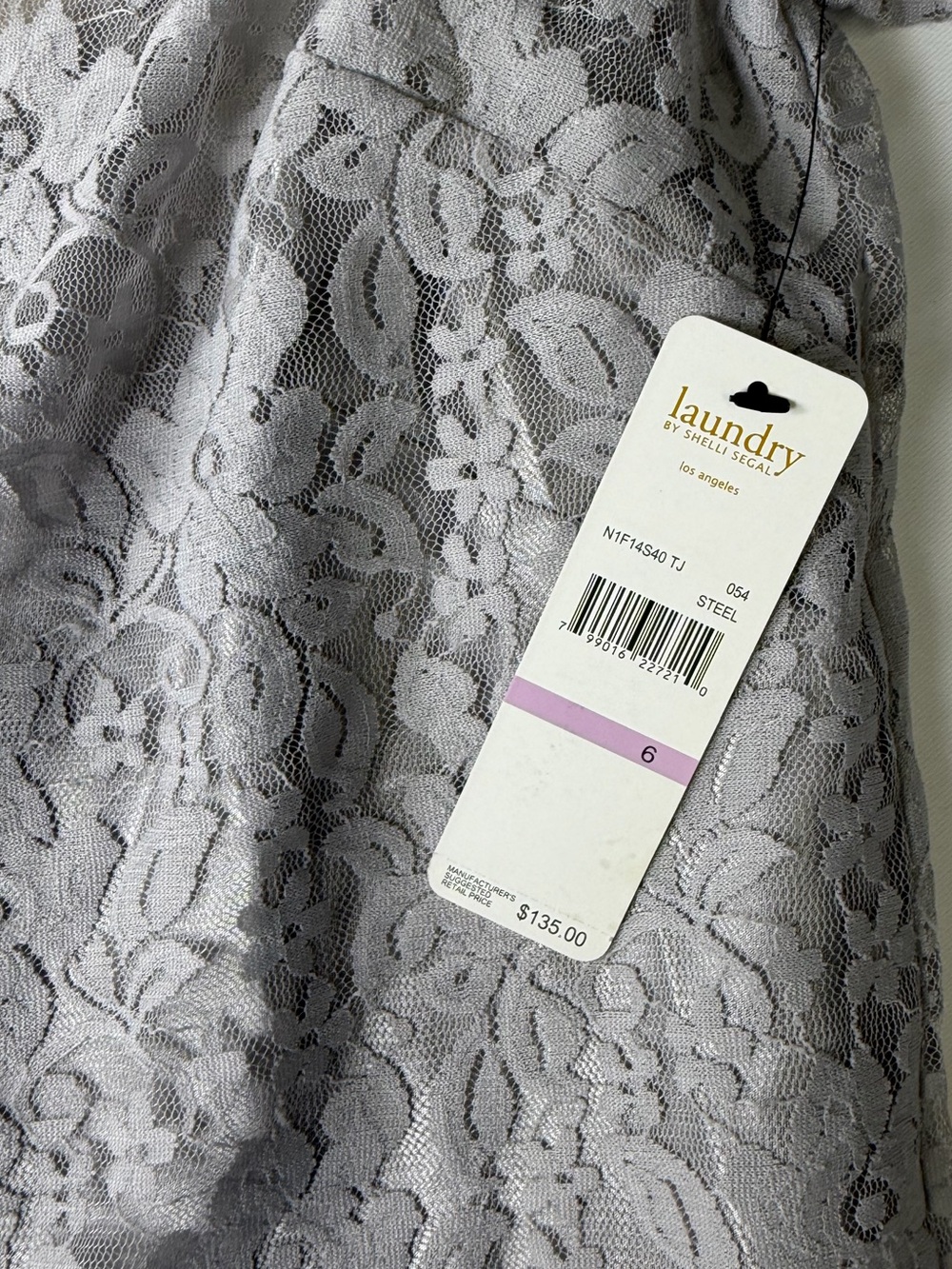 Laundry By Shelli Segal Gray Lace  Feminine Blouse with Underlined Camisole- 6 - Picture 10 of 15